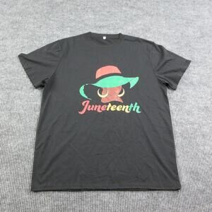 Juneteenth Shirt Mens XL Black Cotton Crew Neck Lightweight Summer Graphic Tee